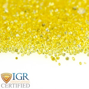 CERTIFIED 1.3 to 4.0 MM / 0.01 to 0.25 cts. Round Fancy Yellow Color 100% Natural Loose Diamond Wholesale Lot Choose Size and Quantity image 2