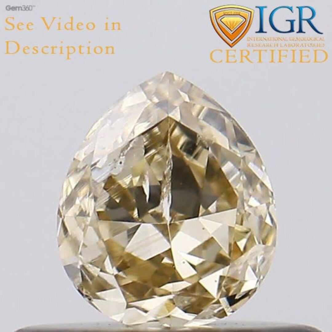 Diamant Naturel Seul 0.42 Carat, Forme Poire, Couleur Jaune, Pureté SI2 - 5.80x3.90mm, Neuf Avec étiquettes