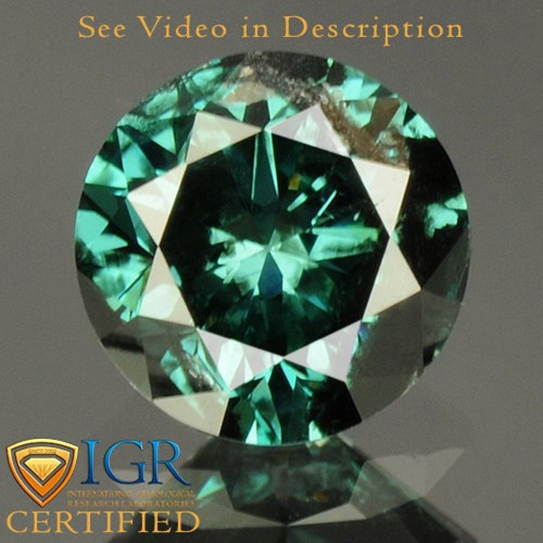 0.43 Cts. CERTIFIED Round Brilliant Cut I2 Vivid Peacock Blue Color ...