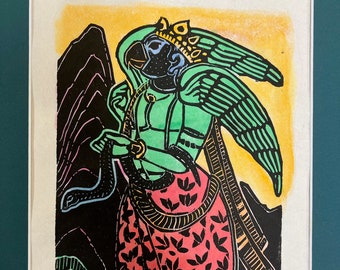Garuda, mythical eagle man, Vishnu's mount