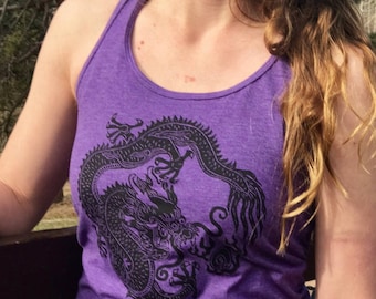 Dragon T-Back Tank Top: Women&#39;s Wearable Art Shirt
