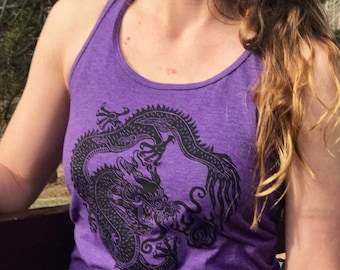 Dragon tank for women, dragon shirt t back dragon shirt, women's dragon shirt, wearable dragon art for women, dragon tank top, FaithStoneArt