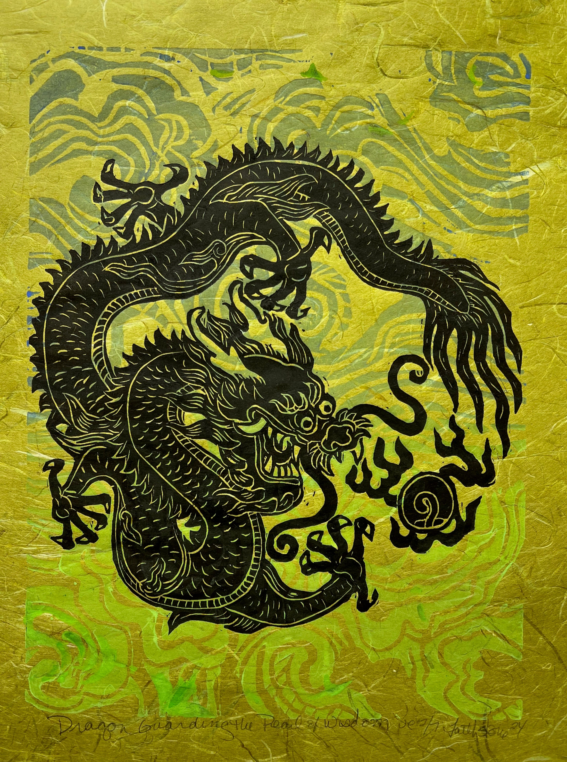 Dragon Guarding Pearl Woodblock Print: Japanese Mokuhanga Art - Etsy