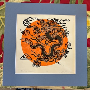 Dragon Moon, Original woodblock art image 1