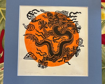 Dragon Moon, Original woodblock art