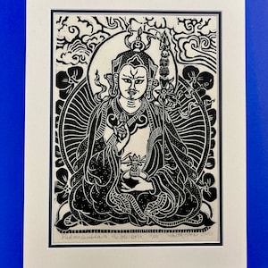 PadmaSambhava, the lotus born, faithstoneart, mokuhanga woodblock, thangka art, Guru Rinpoche, Buddhas, Buddhism, Thangka, Boddhisattvas