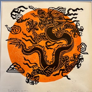 Dragon Moon, Original woodblock art image 2