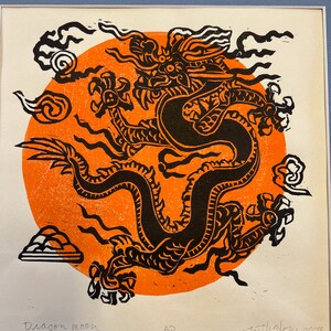 Dragon Moon, Original woodblock art image 4