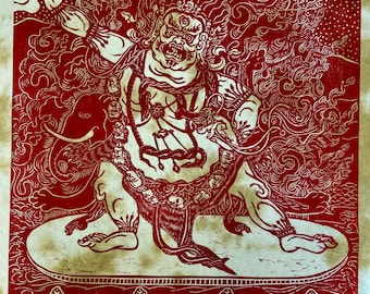 VajraPani with conch shells, Dharma protector, guardian, devours ghosts, Buddhist Art, American Buddhist Art, thangka art, faithstoneart