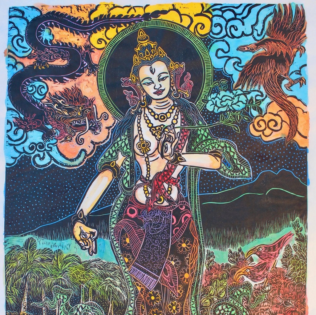 国内外の人気 ハワイの置き物、アクセサリー、版画5点セット （White Tara その他