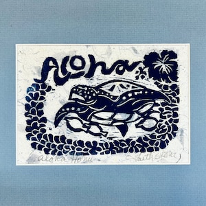 Aloha Honu, hawajskie żółwie morskie, klocki mokuhanga, hawajskie, żółwie morskie, sposoby Aloha