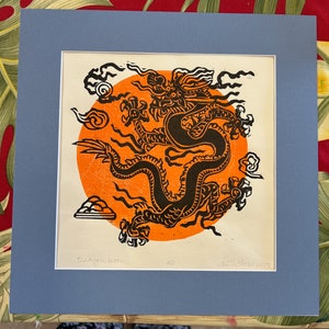 Dragon Moon, Original woodblock art image 3