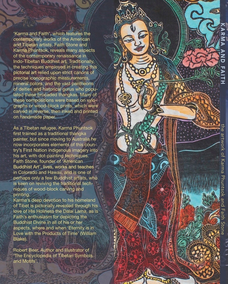 Karma & Faith, the Artwork of Karma Phuntsok and Faith Stone, a collection of paintings and woodblocks, Contemporary Buddhist Art, BuddhaArt image 3