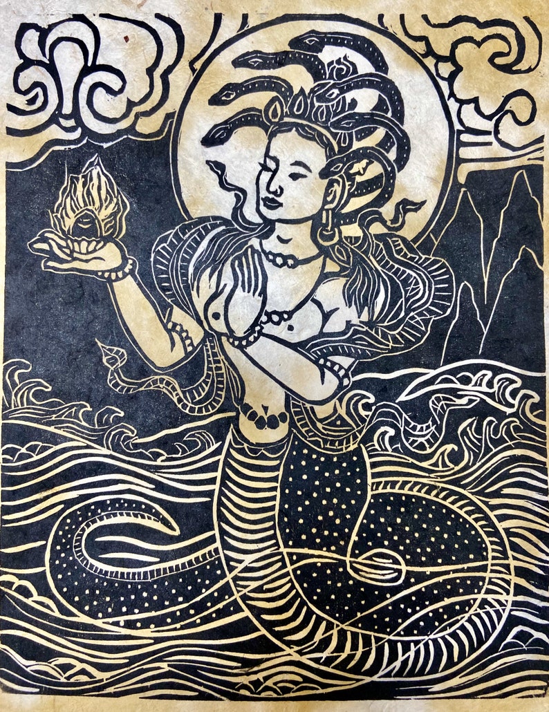 Naga Offering, Nagin, Nagas, Healers of the land, Buddha Art, Naga princess, meditation, healing and protection art healing FaithStoneArt image 1