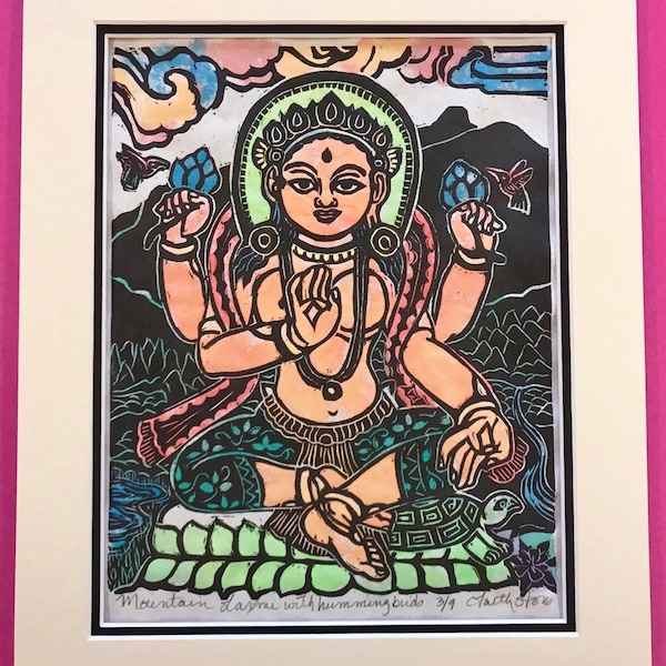 Sztuka bogini Lakszmi: drzeworyt mokuhanga z kolibrami