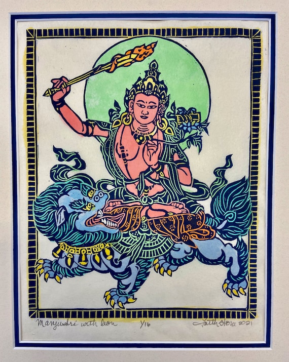 文殊菩薩の版画：アメリカの仏教美術 - Etsy 日本