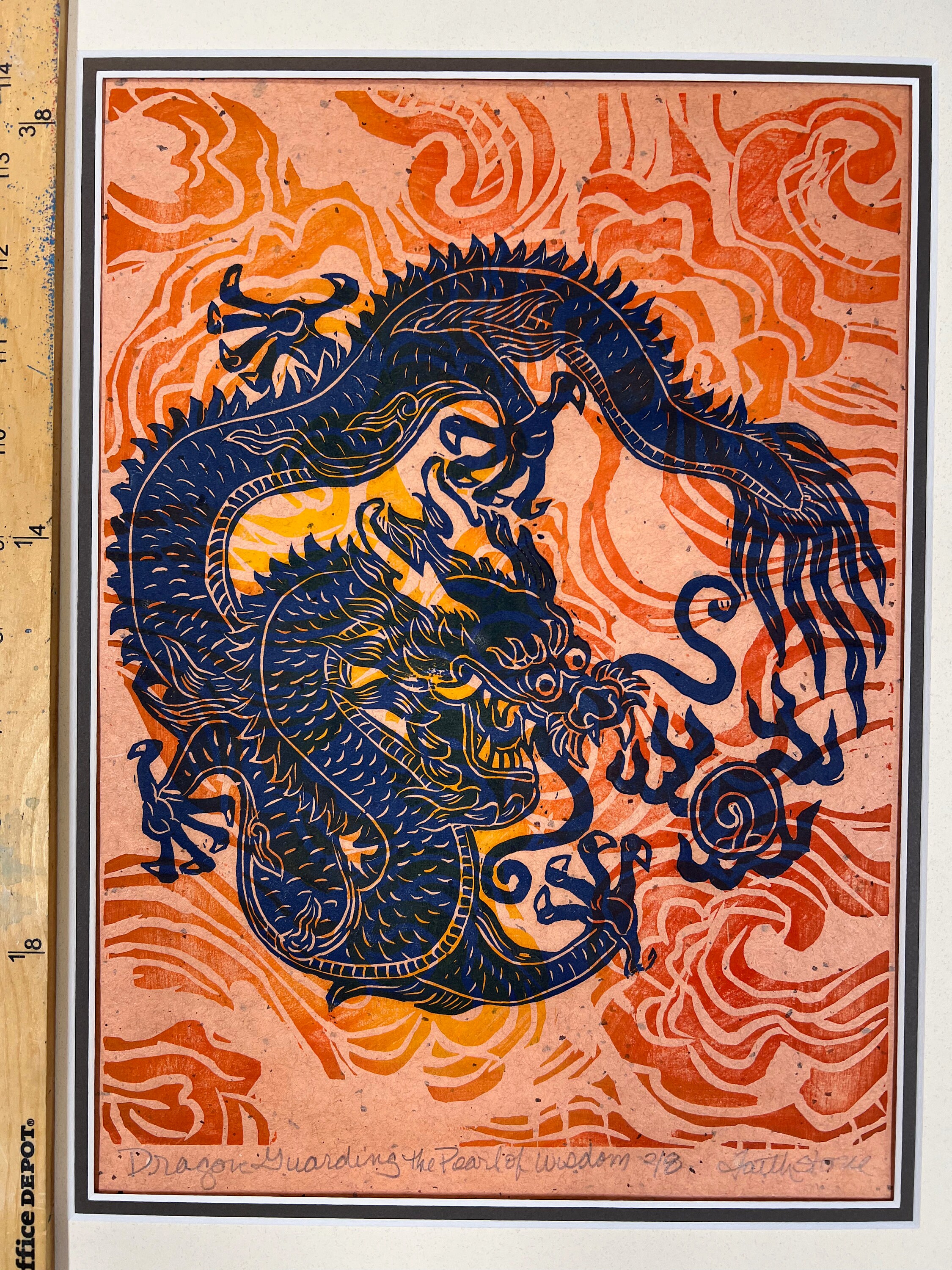 -Happy days with Dragon- アートボード Dragon Guarding Pearl of Wisdom: Mokuhanga Woodblock Print - Etsy