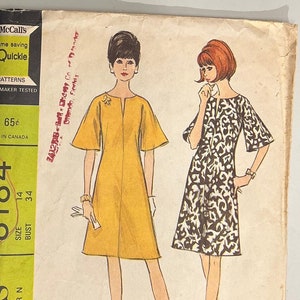 McCalls 8184 / Women&#39;s A Line Dress with Bell Sleeves Size 14 Bust 34 / Complete Sewing Pattern
