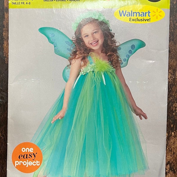 Simplicity 0884 / Toddler's, Children's, Girls' Tulle Dress, Wreath, and Leggings - Fairy Costume, Princess Sizes 4-8 / Uncut Sewing Pattern