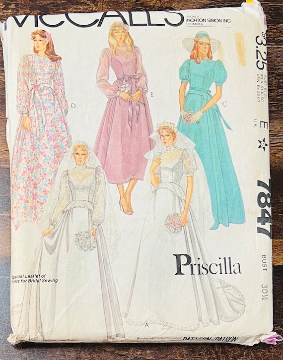 Mccall's 7847 / 1980s Ladies' Bridal Gown or Bridesmaid Dress With Peplum and Puff Sleeves Size 6 / Uncut Sewing Pattern - Etsy Mccall's 7847 / 1980s Ladies' Bridal Gown or Bridesmaid Dress With Peplum and Puff Sleeves Size 6 / Uncut Sewing Pattern - Etsy