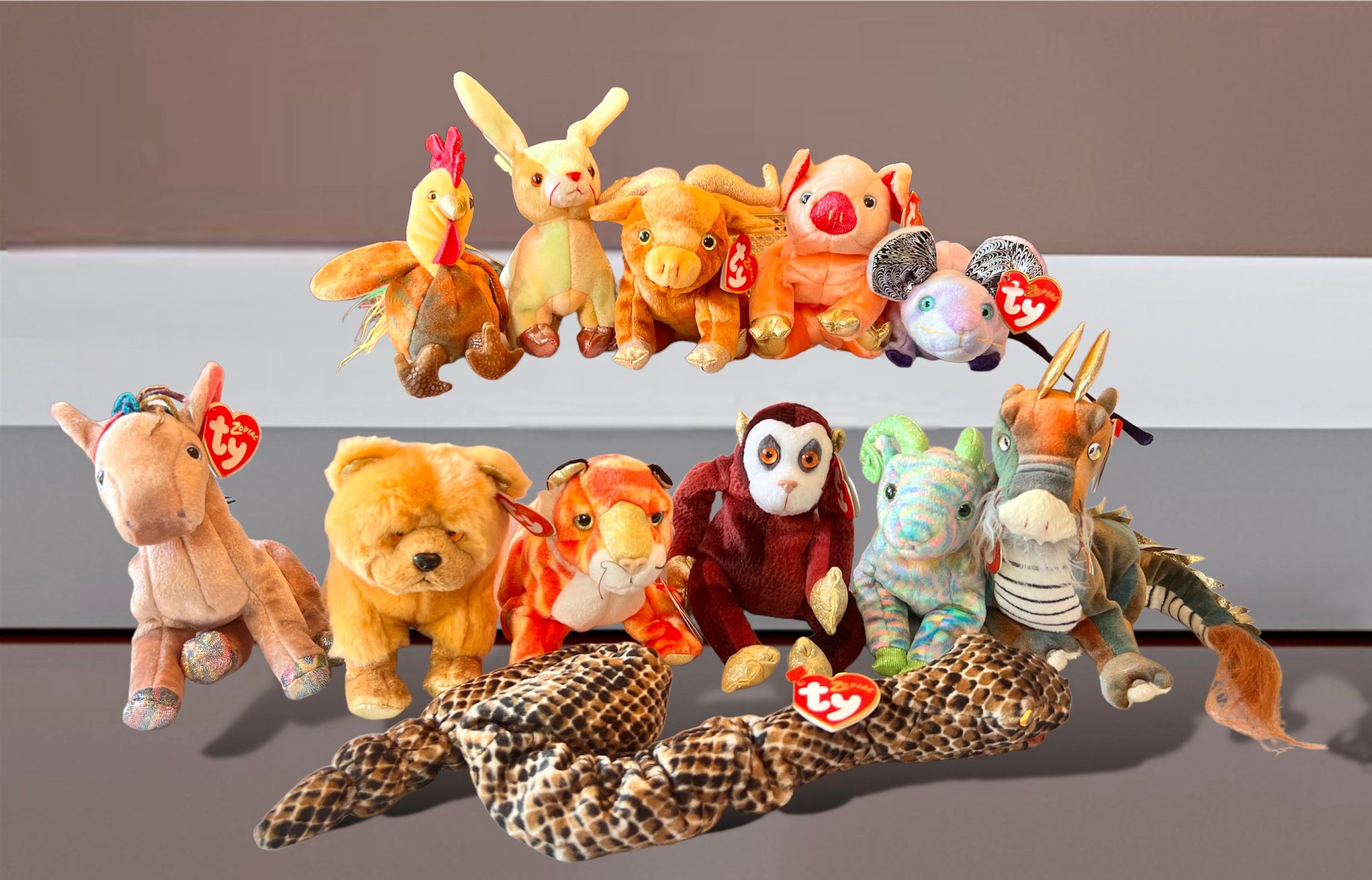 Vintage/ 12 Chinese Zodiac Beanie Babies/2000/complete Set Vintage/ 12 Chinese Zodiac Beanie Babies/2000/complete Set