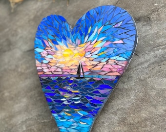 CUSTOM Stained Glass Mosaic Heart /Birthday/Christmas /Housewarming Gift/Anytime gift