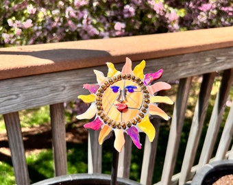 Unique sun goddess  mosaic garden  plant stake