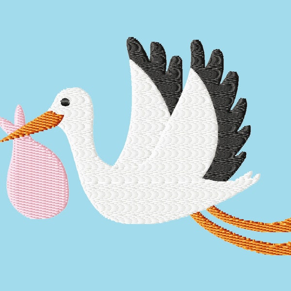 Stork Embroidery Design 4x4