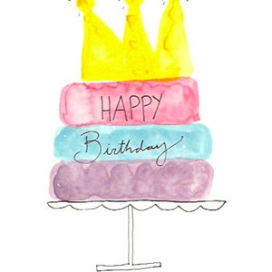 Happy Birthday Watercolor Print Card Set of 5 - Etsy