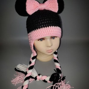 Crochet Minnie Mouse/Mickey Mouse Inspired Beanie