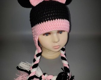 Crochet Minnie Mouse/Mickey Mouse Inspired Beanie