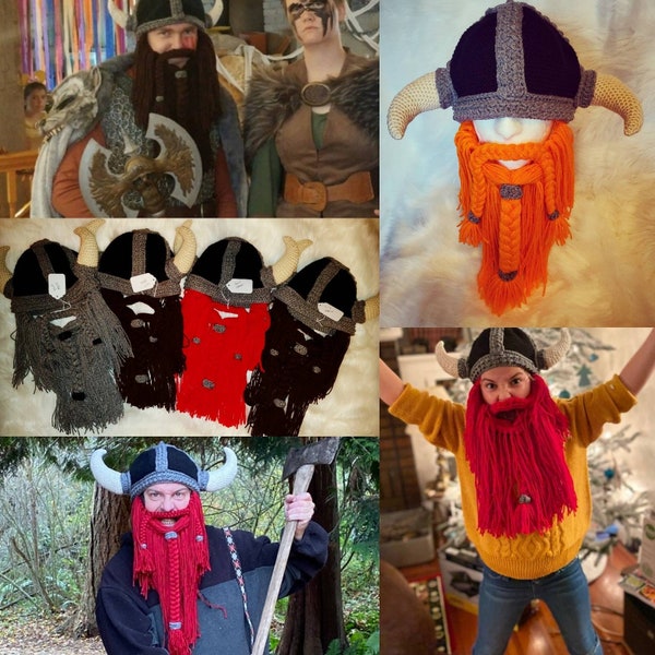 Viking/Dwarf Inspired Crochet Helmet and Beard