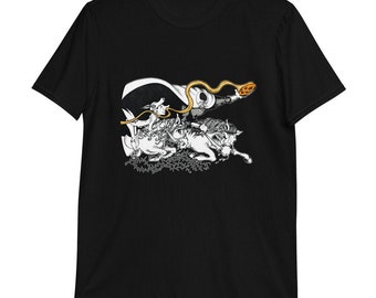 Icabod Crane's Sleepy Hollow t-shirt - Headless Horseman being chased - Hallloween shirt - Funny tee