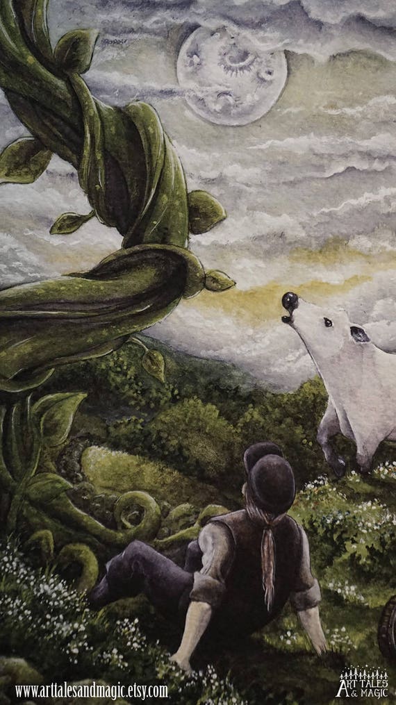 Jack and the Beanstalk Giclee Print 8 x 10 Fairytale Art | Etsy