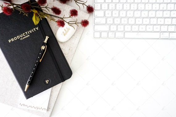 Office Stock Photo,5 Black Notebook Negative Space