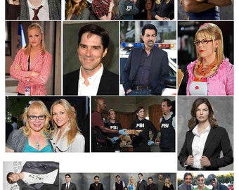 May include: A collage of images featuring the cast of the television show Criminal Minds. The images include individual portraits of the actors, as well as group shots of the cast. The show's title card is also included in the collage.