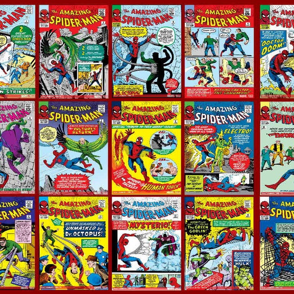 Spiderman Vintage comic book #1 to #15 magnets, 15 PHOTO FRIDGE MAGNETS - Glossy