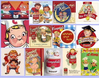 Campbell&#39;s Soup Kids 13 PHOTO FRIDGE MAGNETS - Glossy