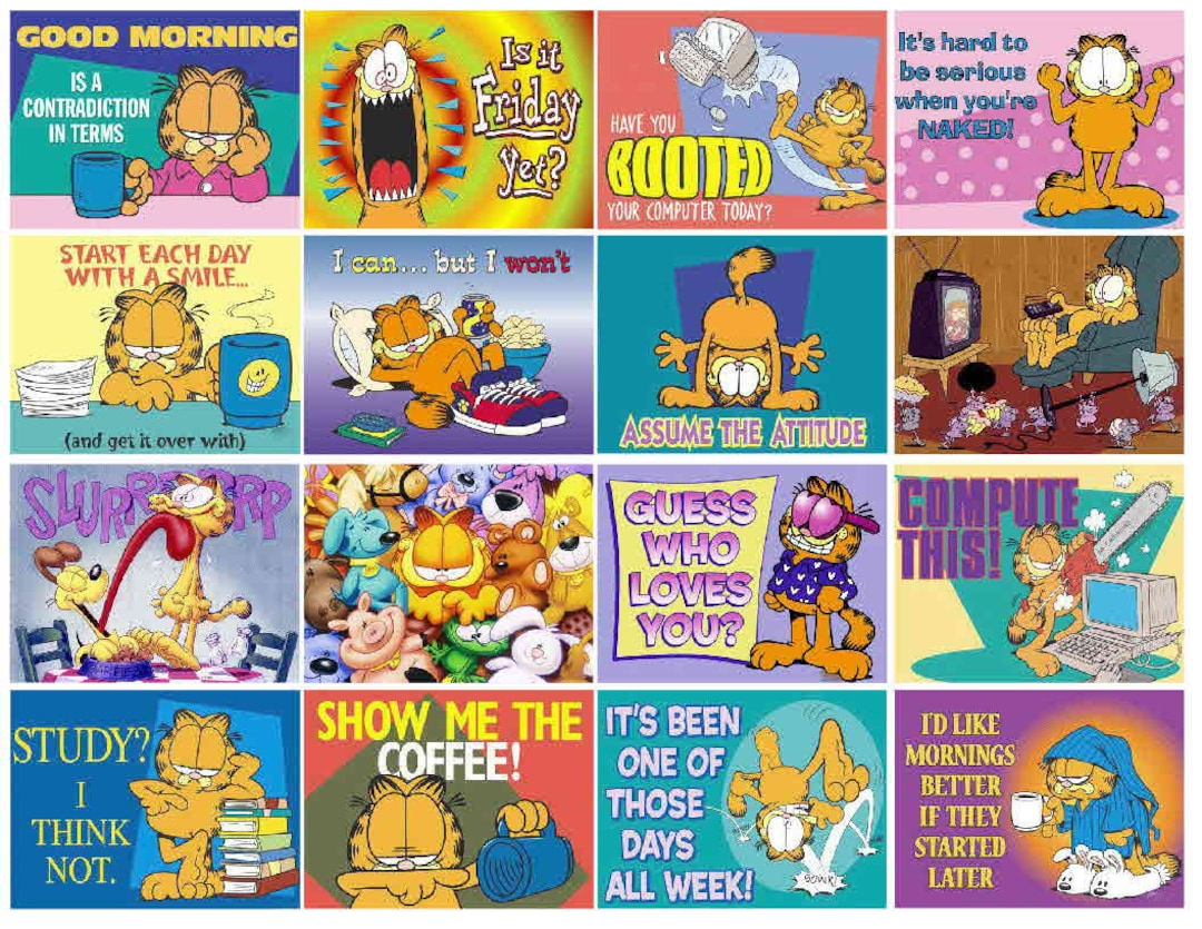 Garfield Poster, 16 PHOTO FRIDGE MAGNETS - Glossy - Etsy