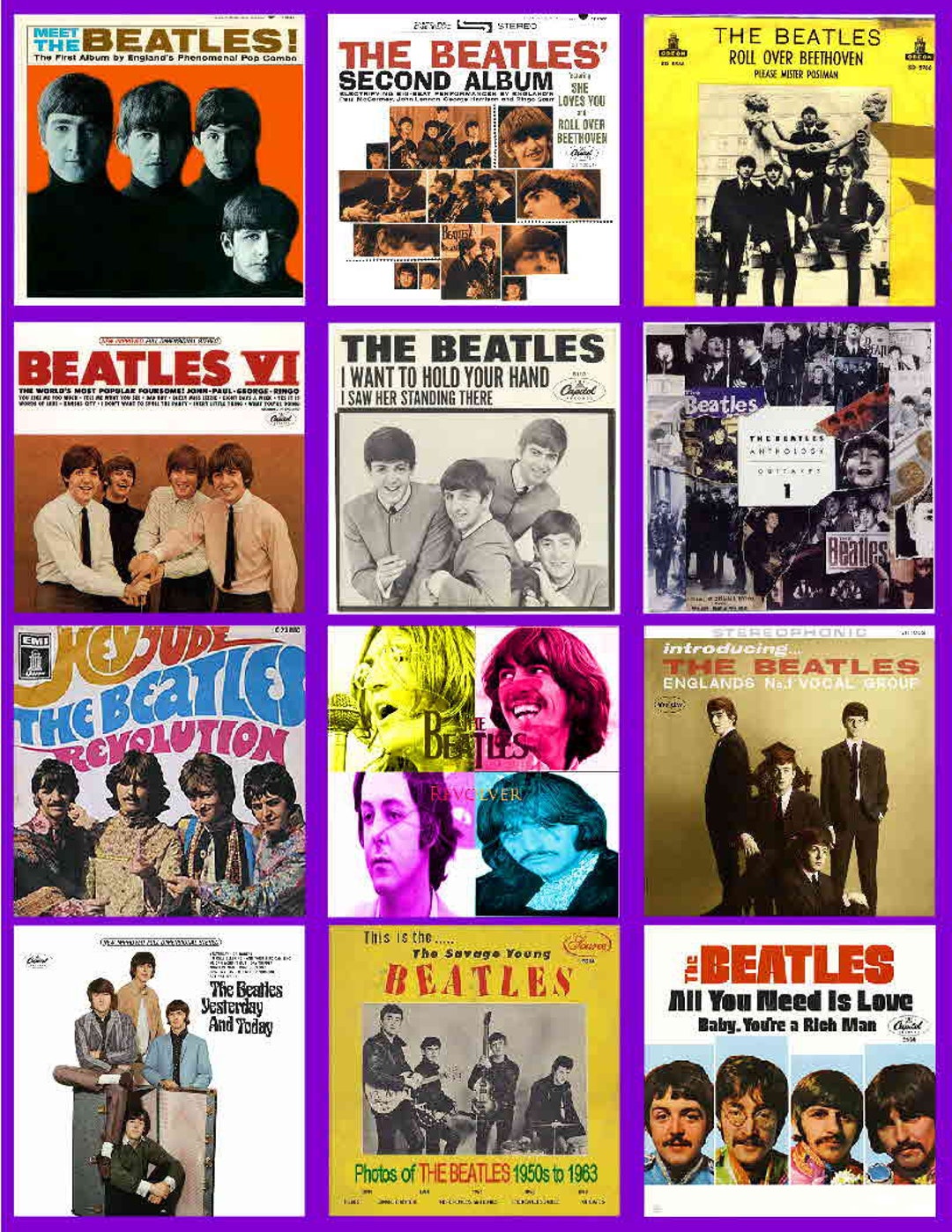 BEATLES ALBUM COVER Set 4 of 4 Sets Magnets, 12 - Glossy - Etsy