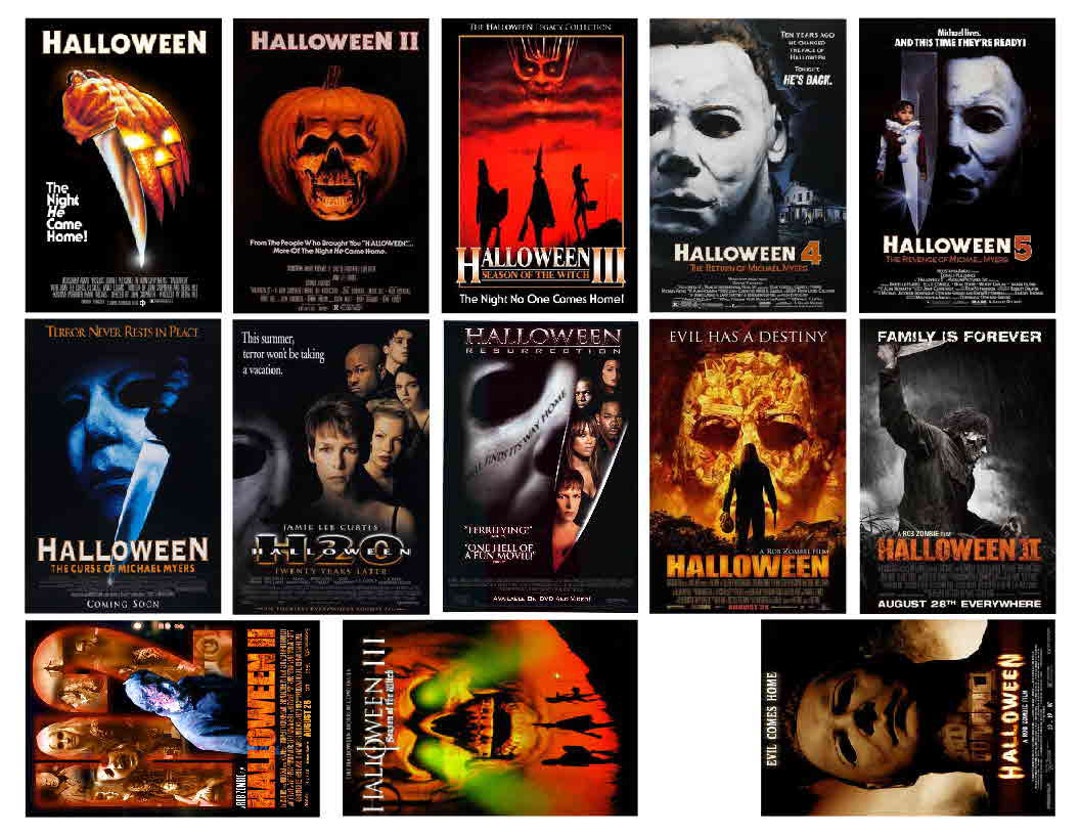 Halloween Movie Poster Magnets, 13 PHOTO FRIDGE MAGNETS - Glossy