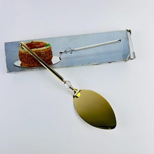 Gold Plated Cake Trowel with Swarovski Crystal ~ Vintage Gold Serving Utensils