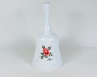 Vintage Fenton Hand-Painted Milk Glass Collectible Love Bell ~ Made in USA