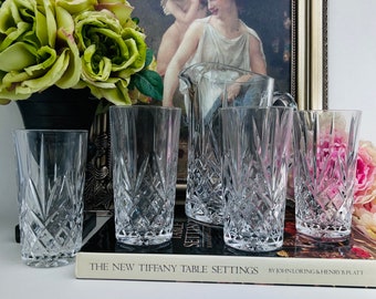 Exquisite Royal Gallery Crystal Pitcher with Highball Tumblers - Vintage Barware Set - New & Unused in Original Box ~ Made In France