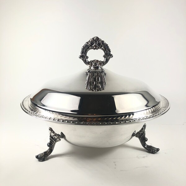 Silver Serving Dish With Glass Insert and Lid Etsy