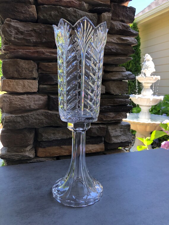 Fifth Avenue Lead Crystal Hurricane Candle Holder/ Pedestal Etsy