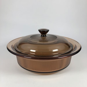 Vintage Pyrex Visions Covered Round Casserole ~ Versatile Cookware by Corning ~  Pyrex Amber Corning Ware ~ Round Casserole Baking Dish
