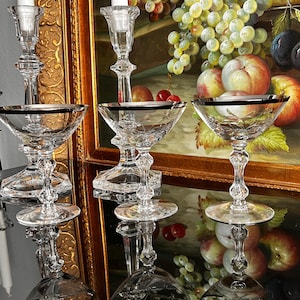 Tiffin-Franciscan Lenox Kingsley Platinum Champagne Sherbert Cocktail Martini Glasses Coupes Set of 3 ~