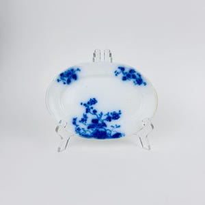 Antique 1900&#39;s Flow Blue Flow Blue Duchess Oval Plate Pattern W.H. Grindley 184834 ~ English Blue Transferware