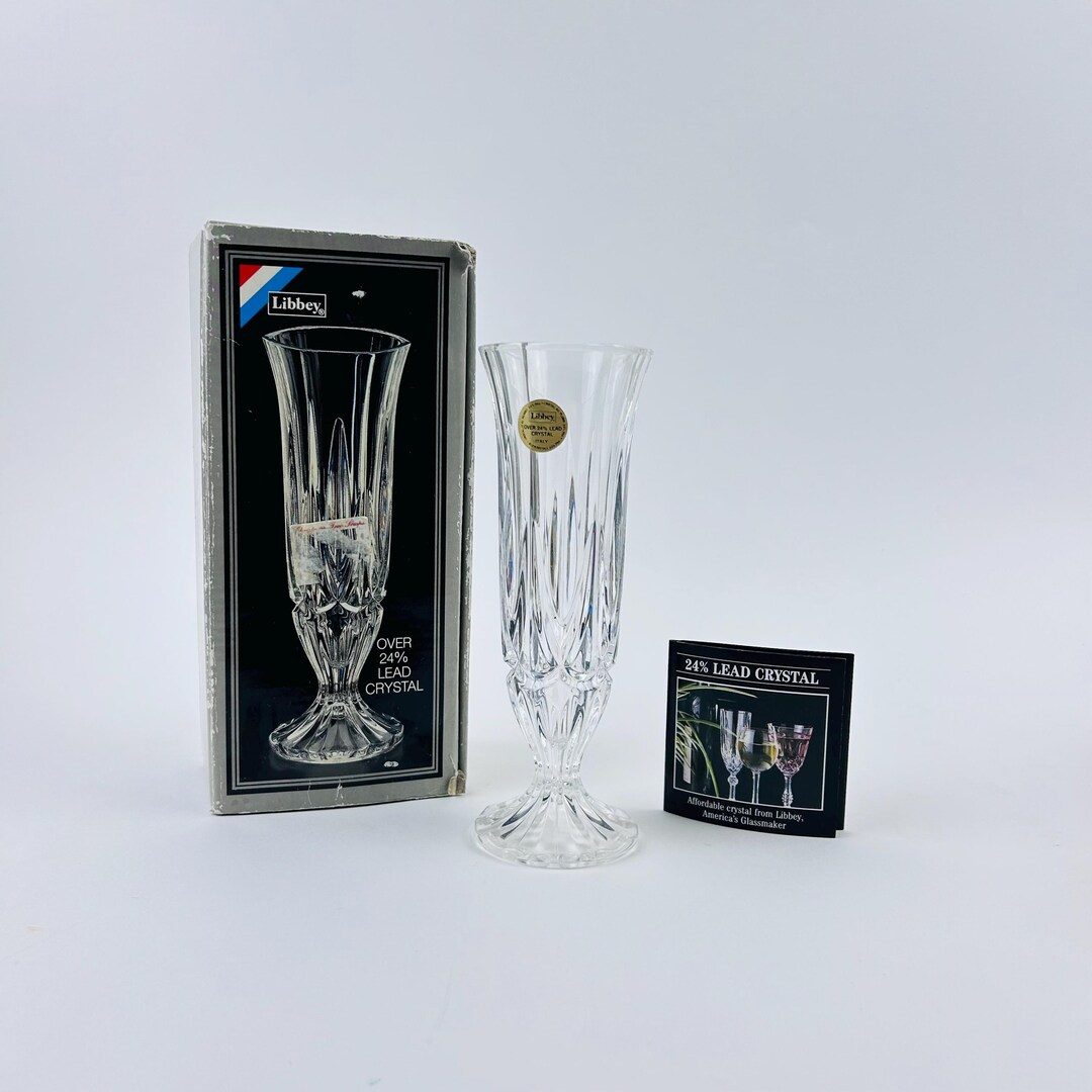 Crystal Bud Vase by Libbey ~ Made in Italy Crystal Vintage Vase - Etsy